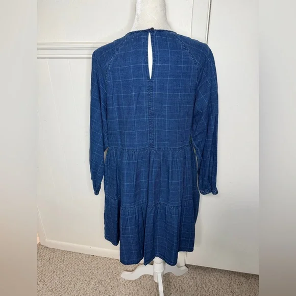 Windowpane Denim Mini Dress in Lunar Wash size Large - Picture 5 of 9